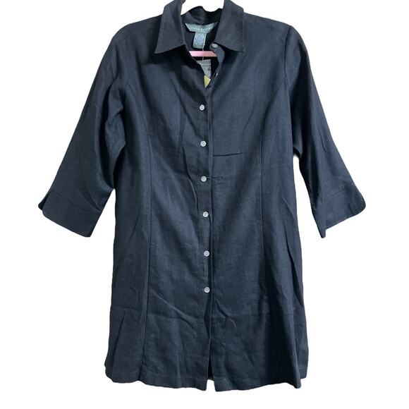 Jessica Holbrook Black Linen Blend Shirt Dress Small NWT - Picture 2 of 9